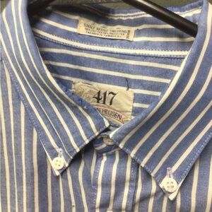 Van Heusen Light Blue and White Striped Button-Down Shirt